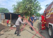 Kios Semi Permanen Terbakar, Polsek Seteluk Turun Tangan Bantu Padamkan Api dan Evakuasi