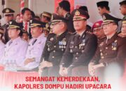 Kapolres Dompu, AKBP Sodikin Fahrojin Nur, S.I.K., bersama Ketua Bhayangkari Cabang Dompu, Ny. Like Oktaviani Sodikin, menghadiri Upacara Pengibaran Bendera Merah Putih dalam rangka Peringatan HUT ke-80 Kemerdekaan Republik Indonesia tahun 2025