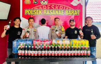 Tim Opsnal Polsek Rasana’e Barat Polres Bima Kota Amankan Ratusan Botol Miras Pemicu Konflik